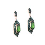 Serenity Emerald Geometric Pave Stone Earrings